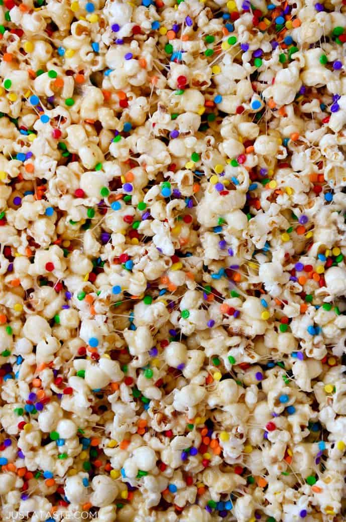 Funfetti Marshmallow Popcorn Treats - Just a Taste