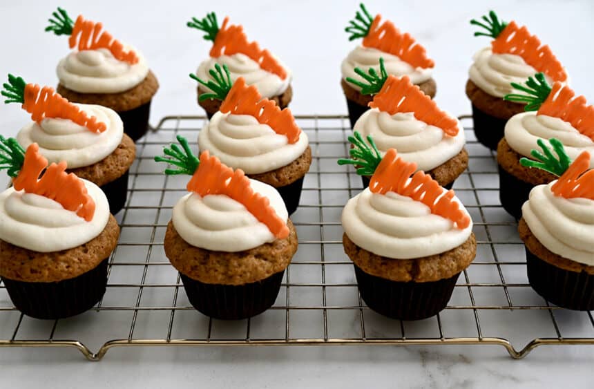 Carrot Cupcakes with Cream Cheese Frosting - Just a Taste