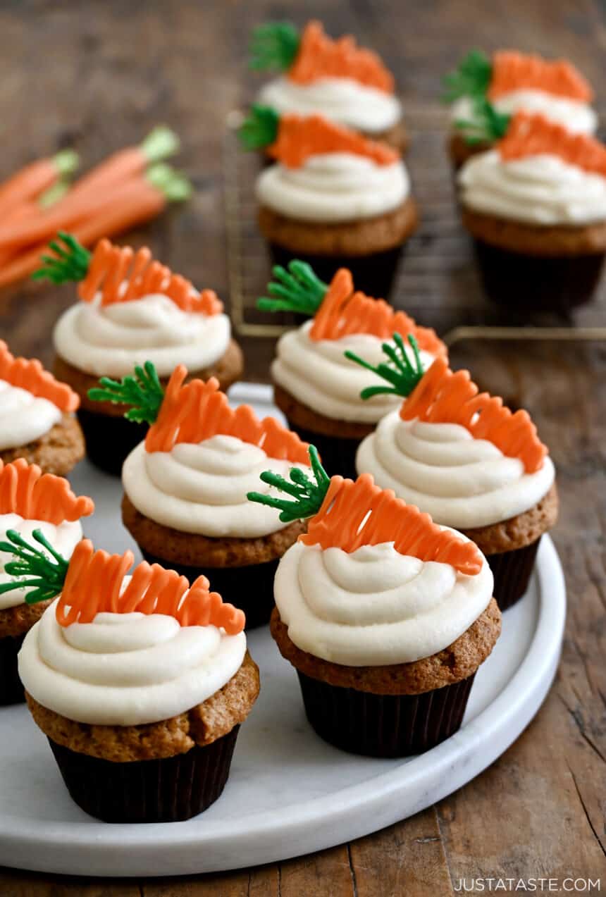 Carrot Cupcakes with Cream Cheese Frosting - Just a Taste